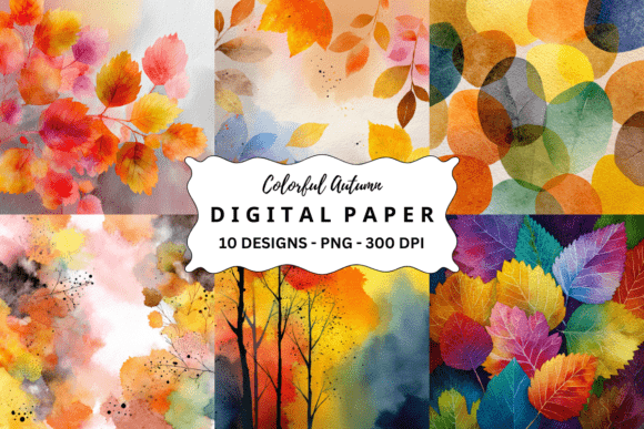 Watercolor Colorful Autumn Background