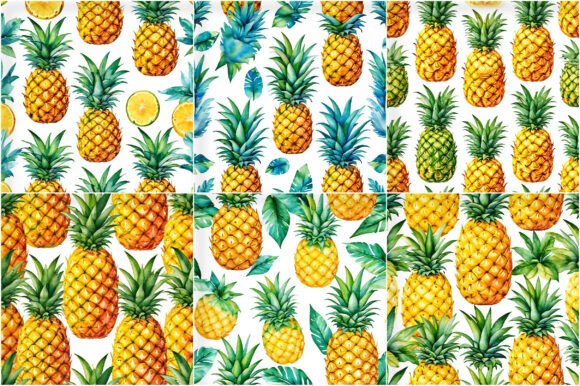 Watercolor Pineapple Patterns
