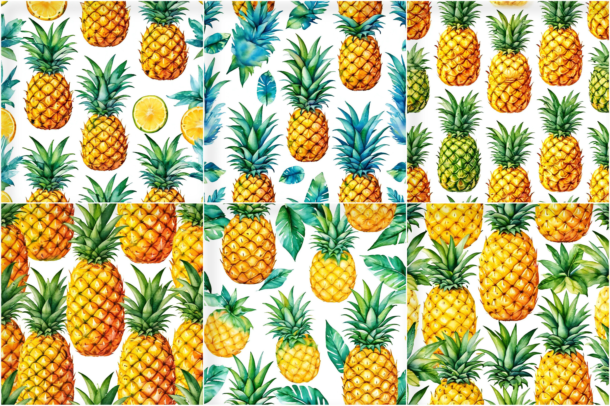Watercolor Pineapple Patterns