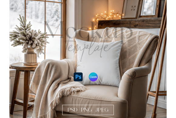 Winter Chair Pillow Mockup Scene