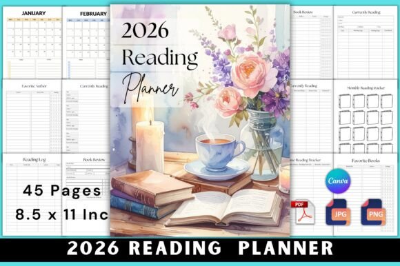 📚 2026 Reading Planner Canva Editable