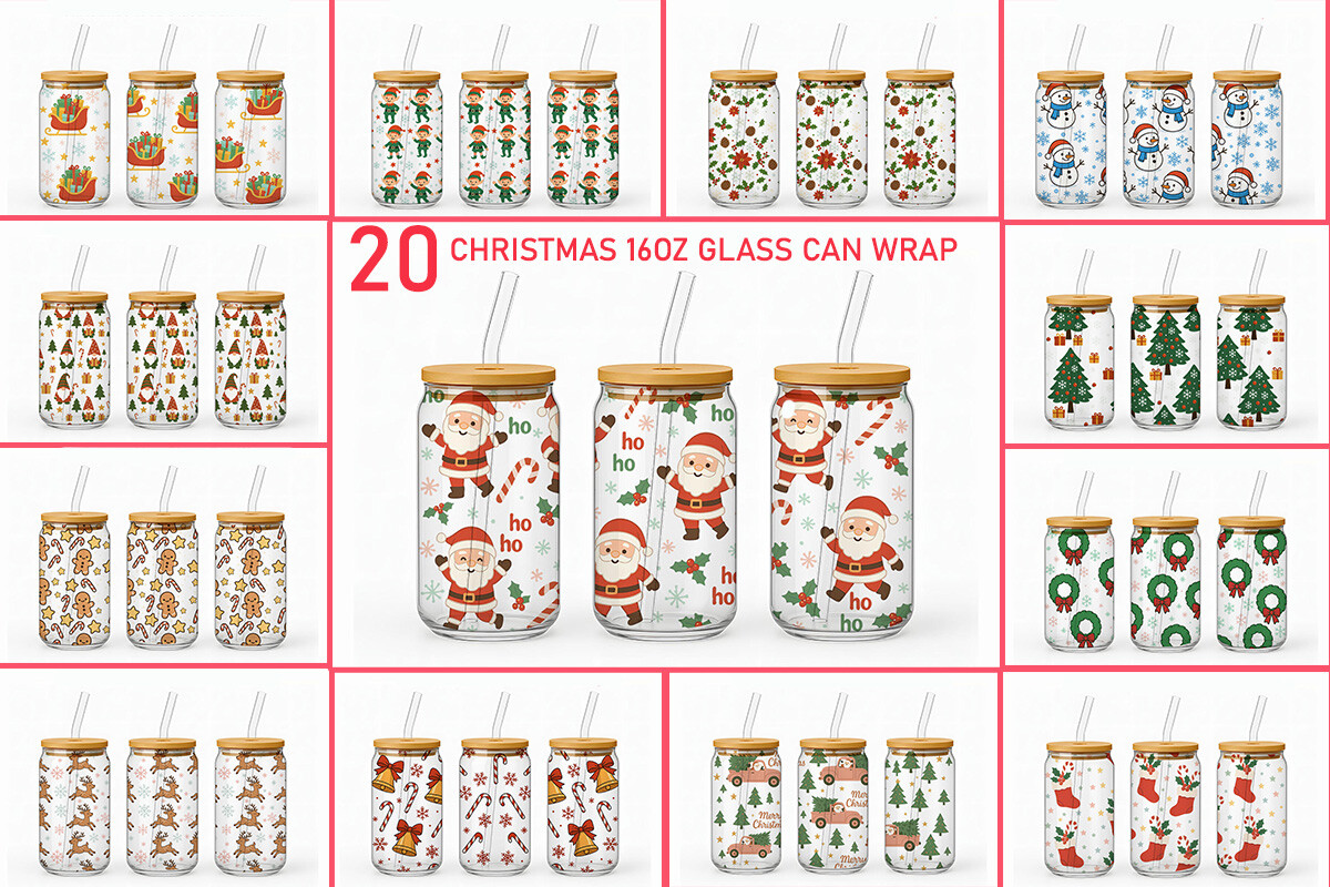 Christmas 16oz Libbey Glass Wrap PNG