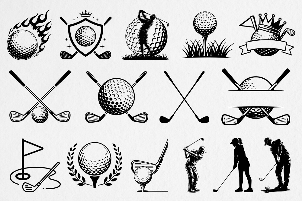 Golf SVG Bundle Golf Icons & Silhouettes