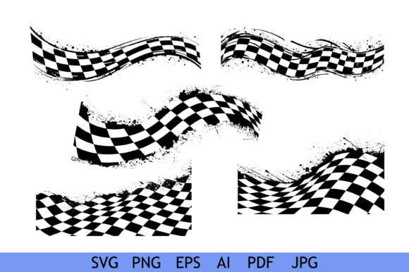 Grunge Racing Checkered Flag Set Gráfico Artesanato Por Silhouette Station