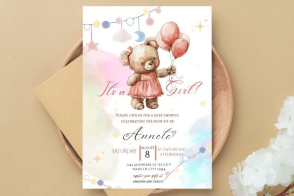 Its a Girl Baby Shower Party Canva Edit