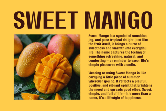 Mango Perfect Font PNG with transparent background - Preview 1