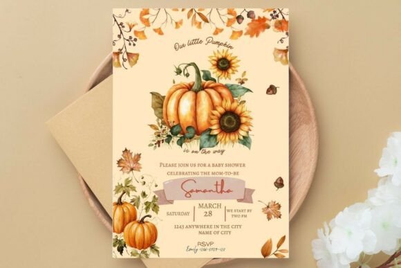 Our Pumpkin Soon Mom Party Canva Edit