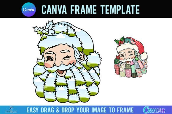 Patchwork Santa Canva Frame Christmas