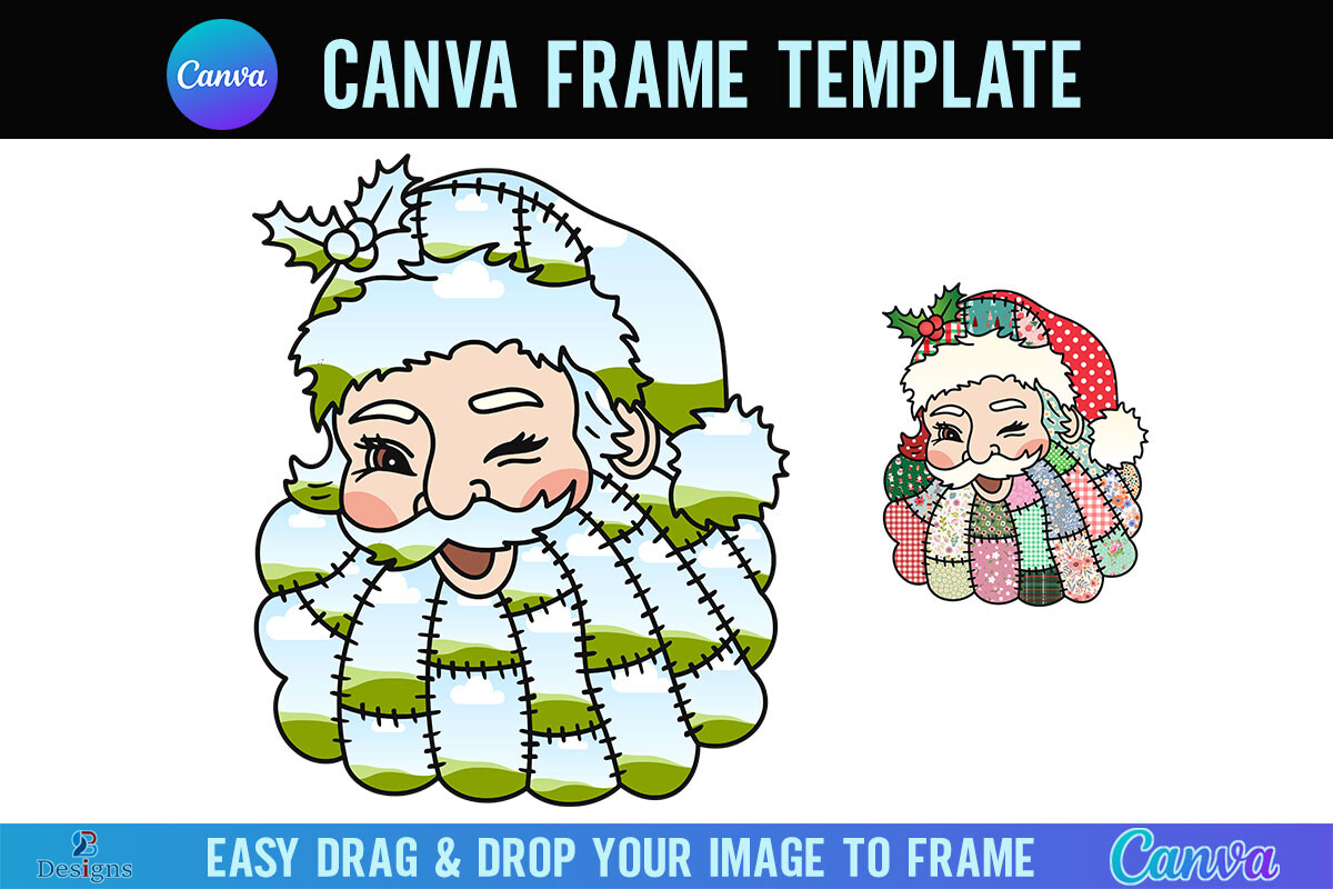 Patchwork Santa Canva Frame Christmas