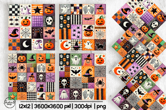 Patchwork Halloween Digital Paper