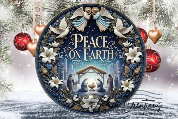Peace on Earth Angel Christmas Round Png