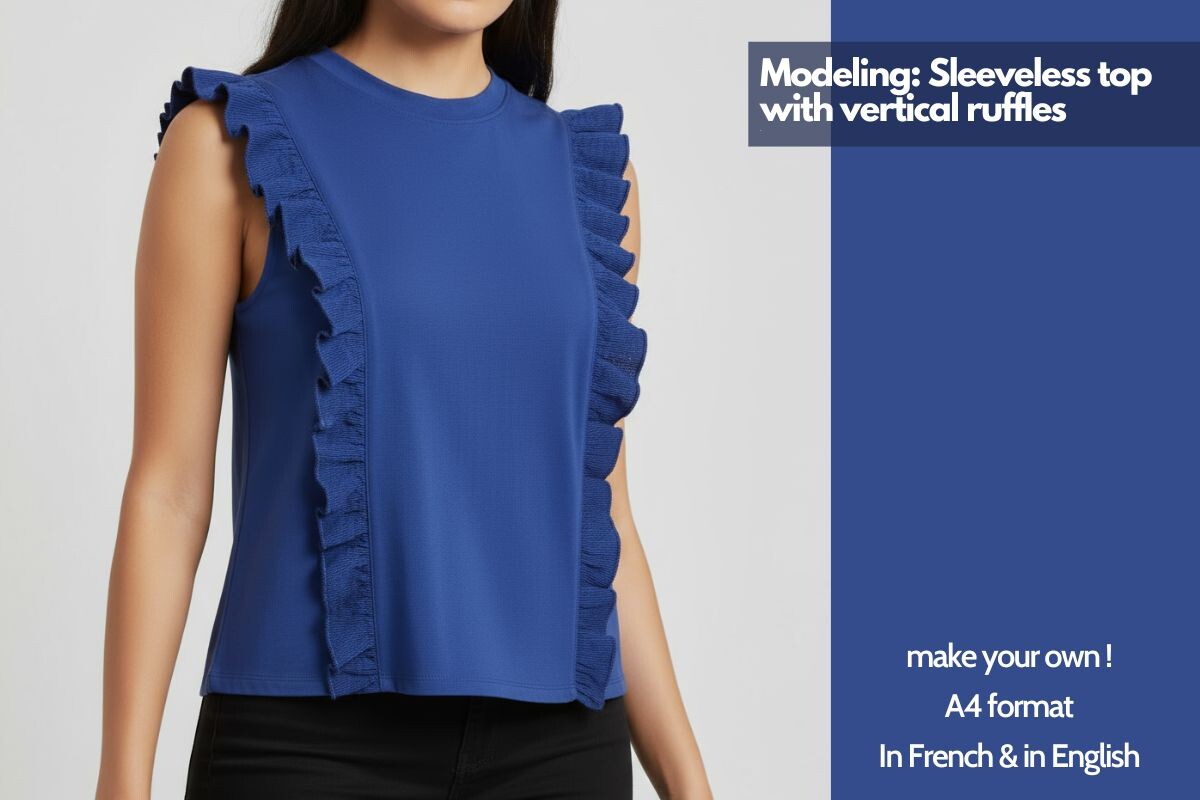Sleeveless Vertical Ruffles Top Drafting