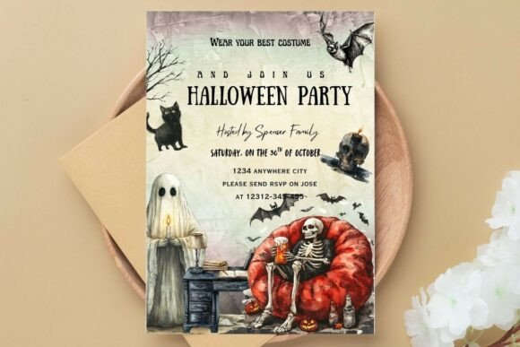 Vintage Spooky Party Invite Canva Edit