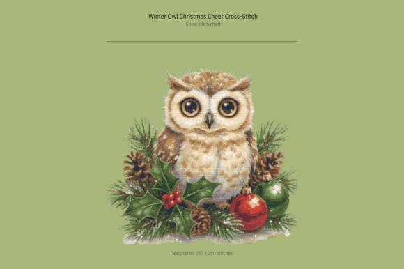 Winter Owl Christmas Cheer Cross-Stitch