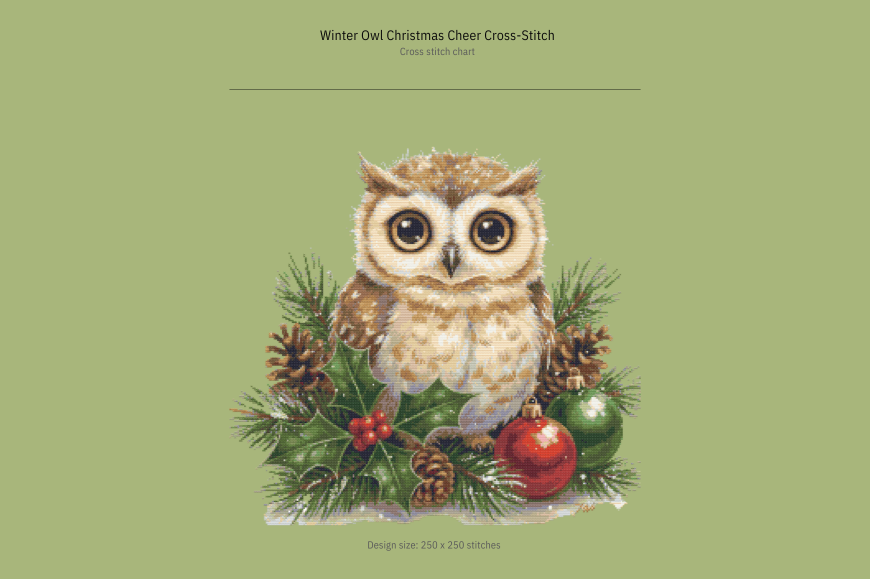 Winter Owl Christmas Cheer Cross-Stitch