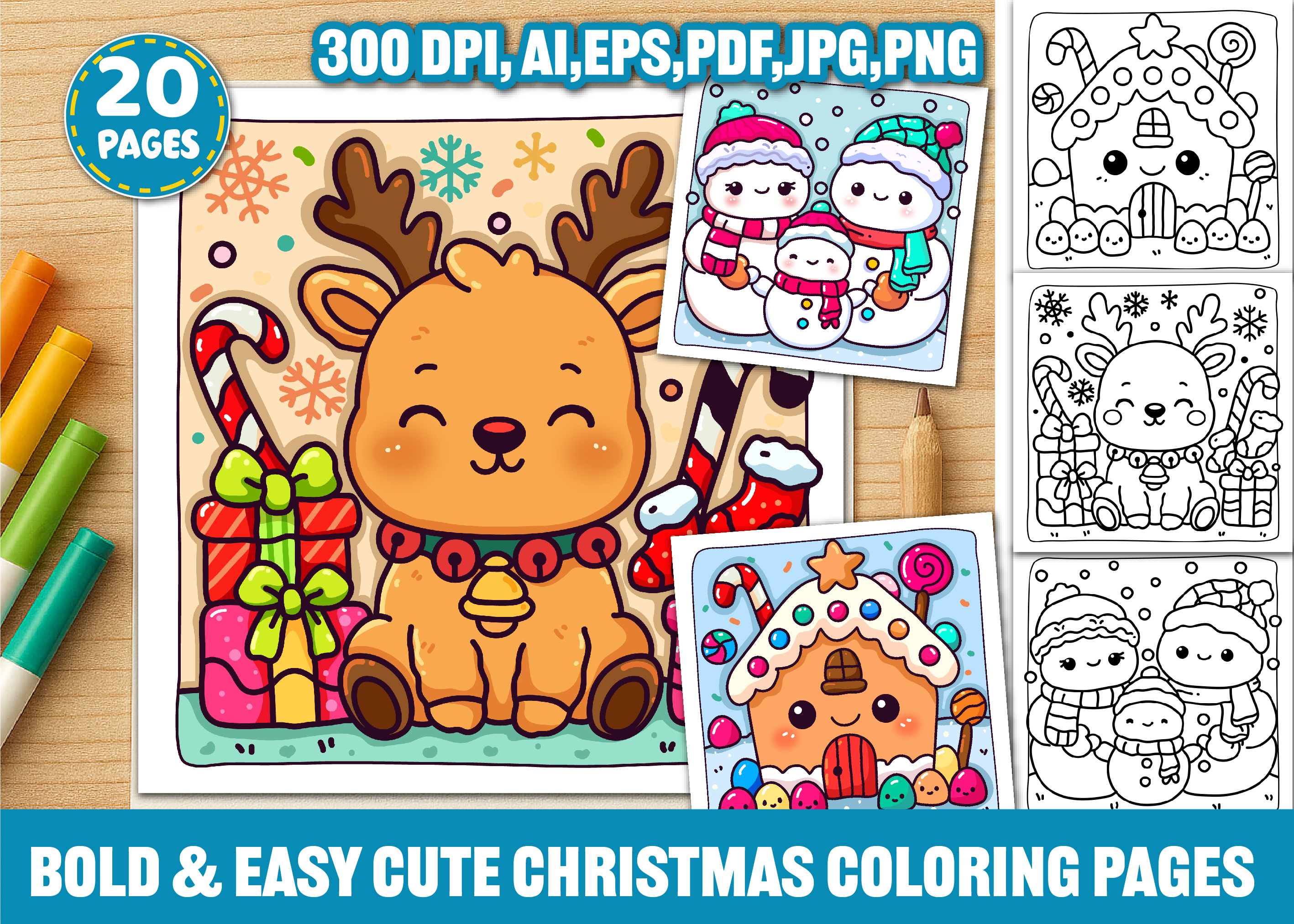 Bold-Easy Cute Christmas Coloring Pages