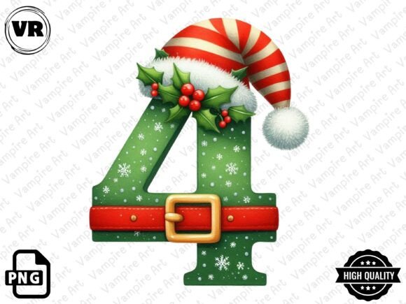 Christmas ELF Number Sublimation PNG Grafik Druckbare Illustrationen Von Vampire Art