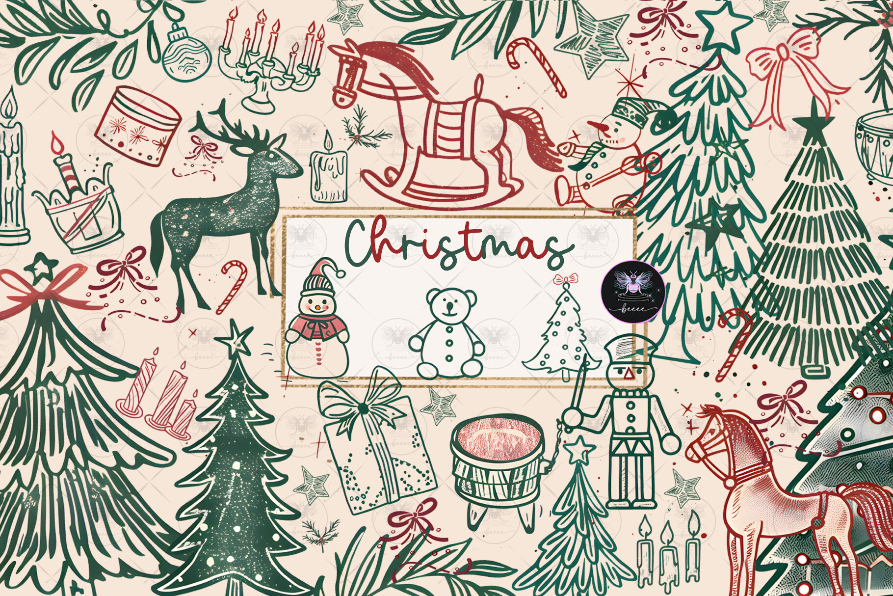 Christmas Hand Drawn Whimsical Clipart