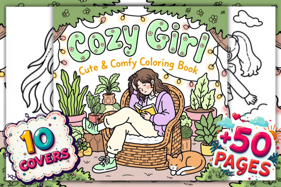 Preview of Cozy Girl Moments Coloring Pages Vol 2 coloring pages for adults