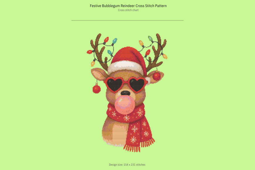 Festive Bubblegum Reindeer Cross Stitch