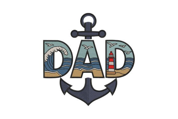 Nautical Dad Anchor Lighthouse Waves