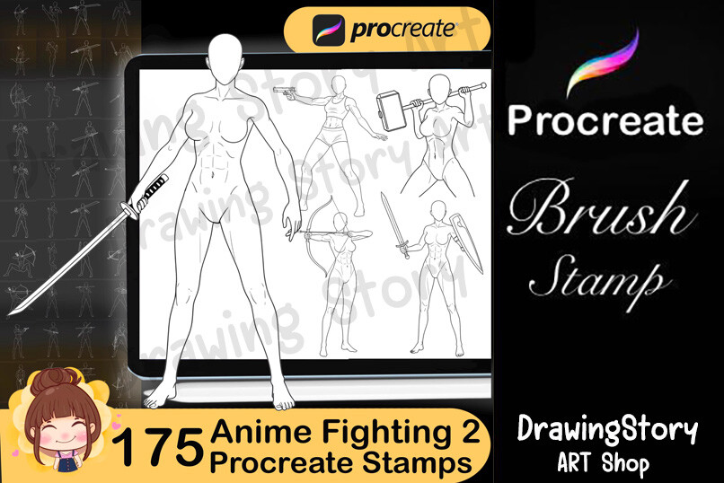 Procreate Anime Fight Stamp Brush Set