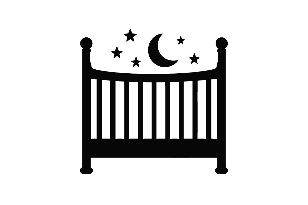 Baby Crib Moon Stars Silhouette SVG
