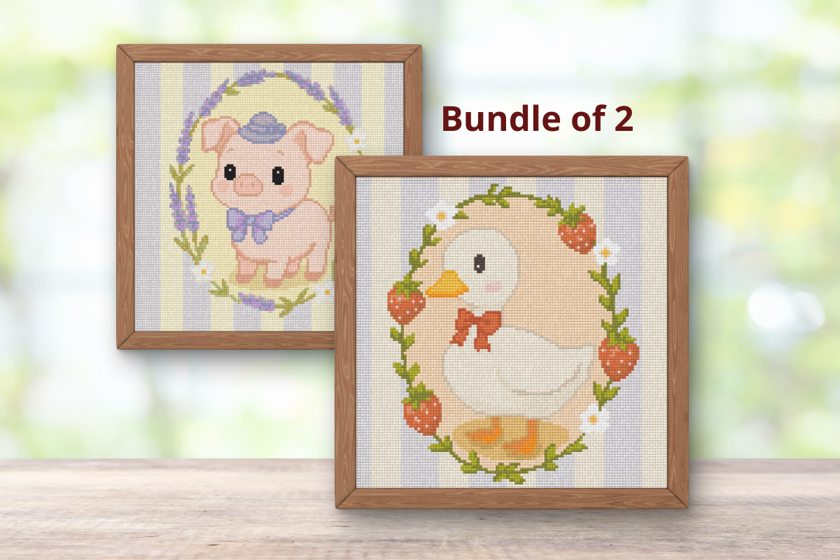 Cute Duck & Pig Cross Stitch Pattern