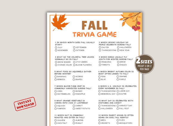 Fall Trivia Quiz Game Template.