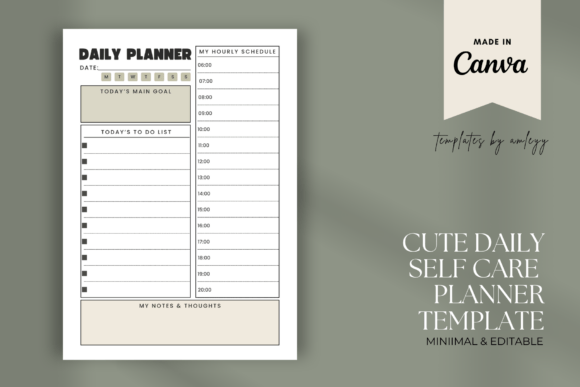 Free Simple Daily Planner Template Canva Graphics