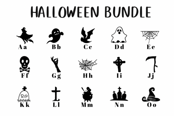 Halloween Bundle Font PNG with transparent background - Preview 1