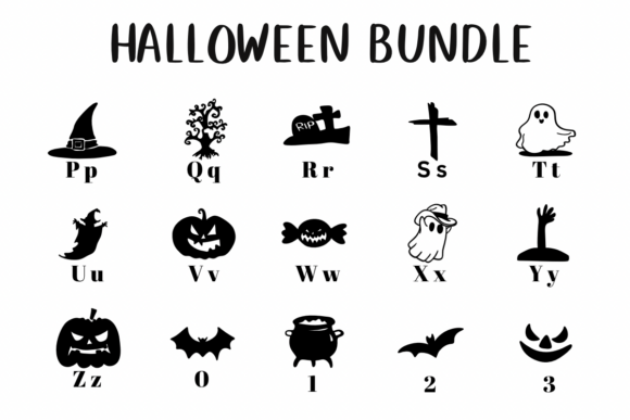 Halloween Bundle Font PNG with transparent background - Preview 2