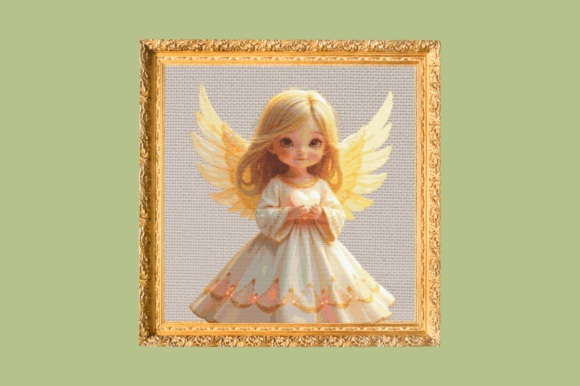 Heavenly Angel Holding Heart – Cross Sti