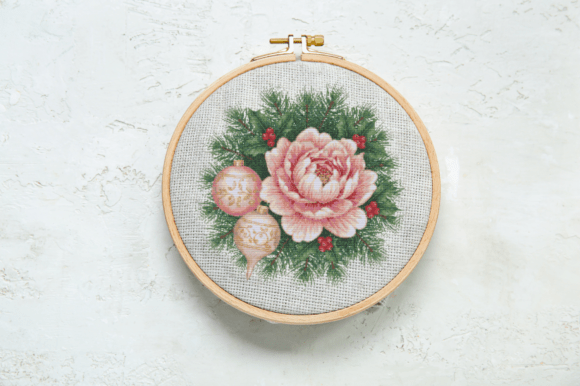 Pink Christmas Bloom Cross Stitch Patter