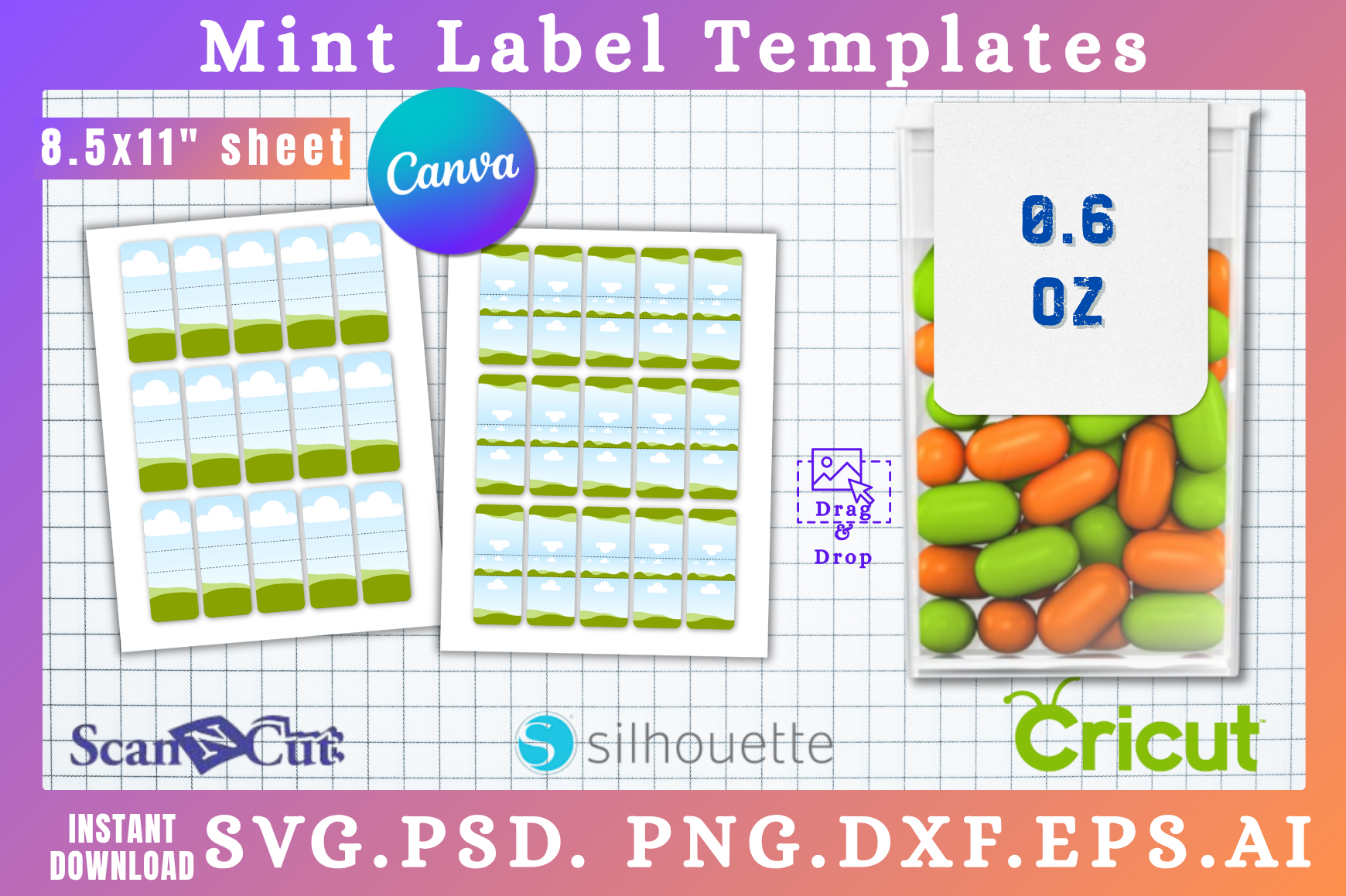 0.6oz Mint Label Sticker Templates
