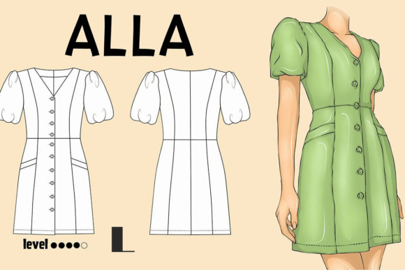 ALLA Dress Button Down Linen Dress L