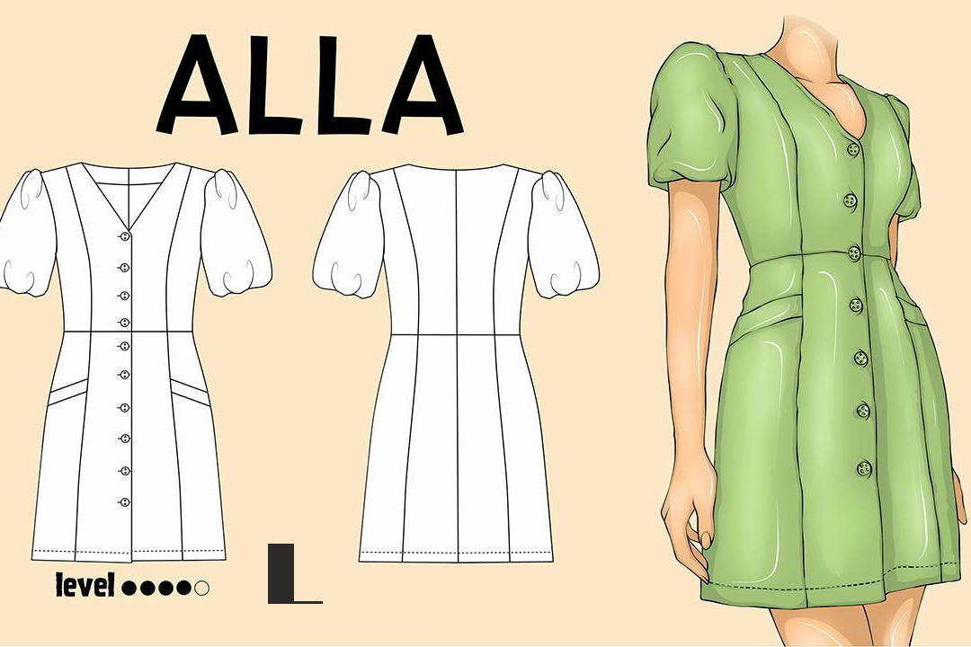 ALLA Dress Button Down Linen Dress L