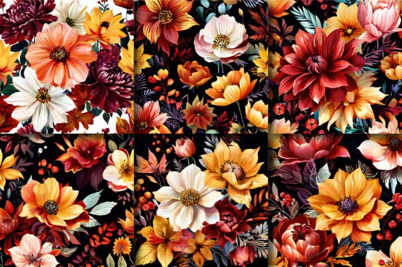 Autumn Bouquet Flowers Digital Papers