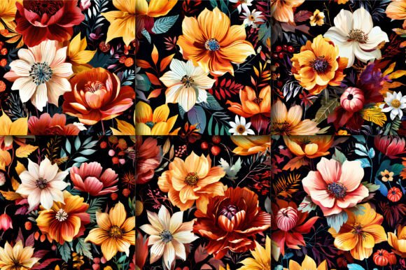 Autumn Bouquet Flowers Digital Papers