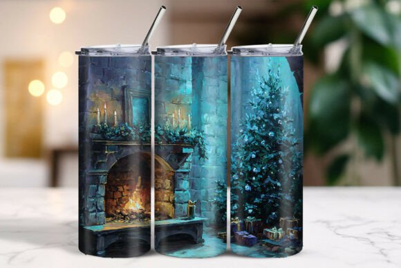 Cozy Fireplace New Year Scene Tumbler Graphics