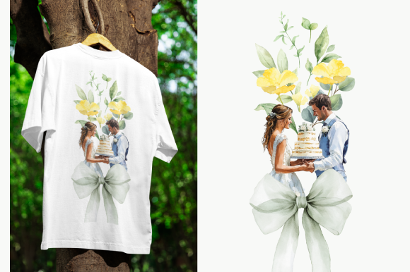 Elegant Watercolor Wedding Couple