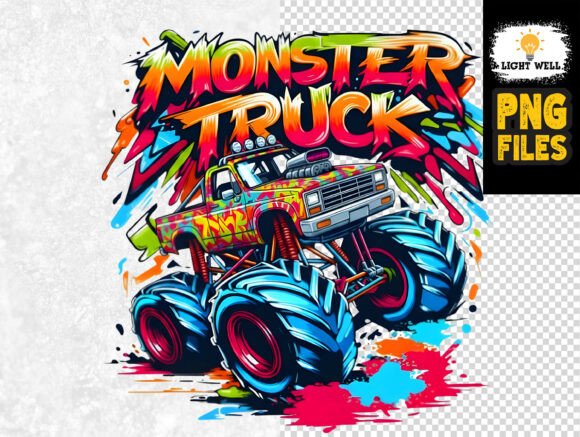 Neon Graffiti Monster Truck T-shirt