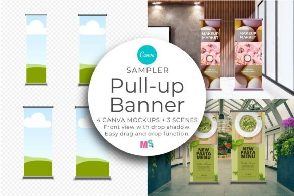 Pull Up Banner Canva Smart Mockup Grafik Beschilderung und Außenmodelle Von Mockup Scene