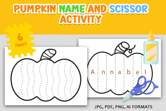 Pumpkin Name and Scissor Craft Activity