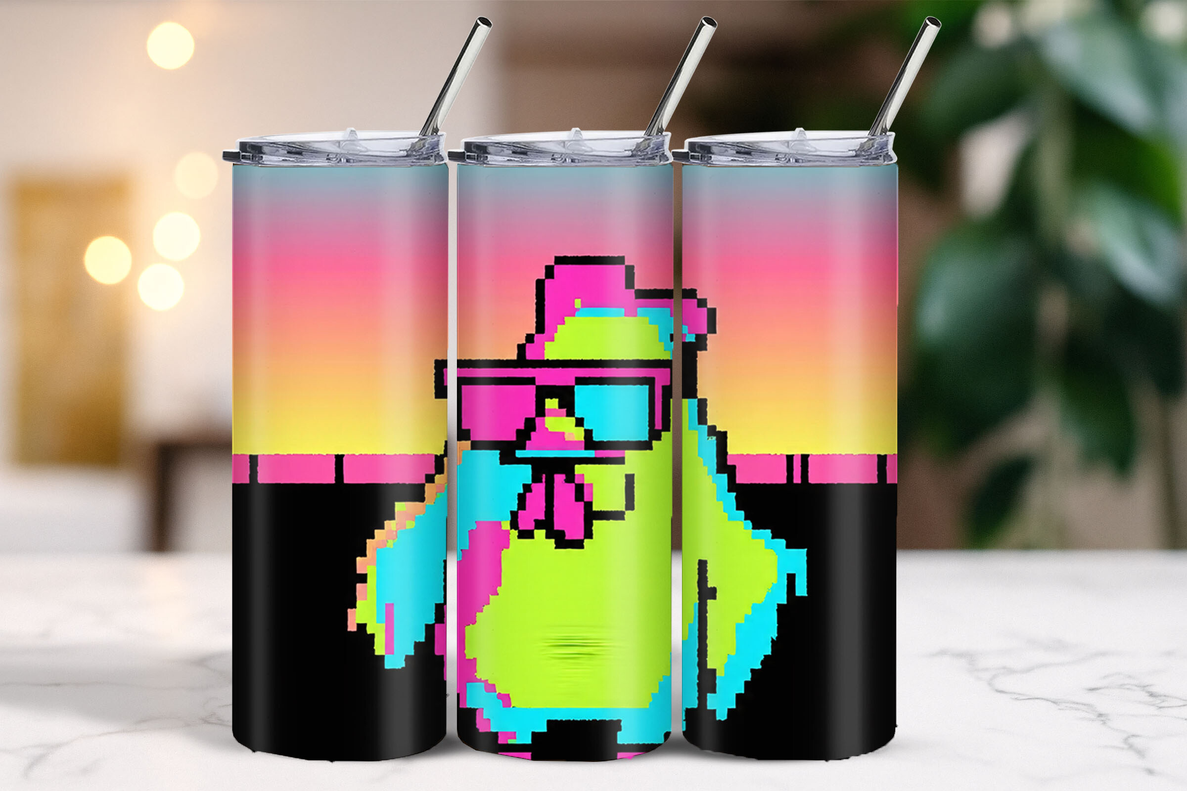 Retro 80s Chicken Graphic Tumbler