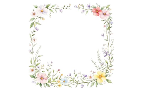 Watercolor Floral Border Frame Design