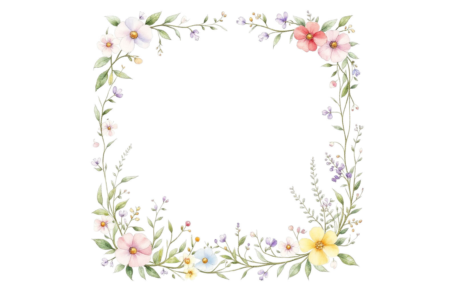 Watercolor Floral Border Frame Design