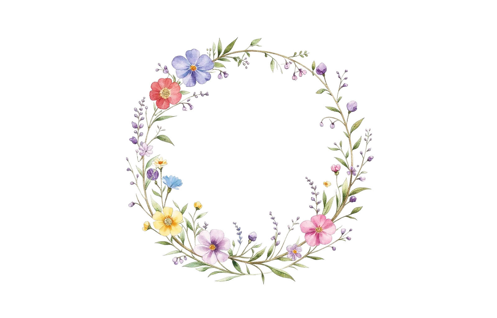 Watercolor Floral Wreath Clipart