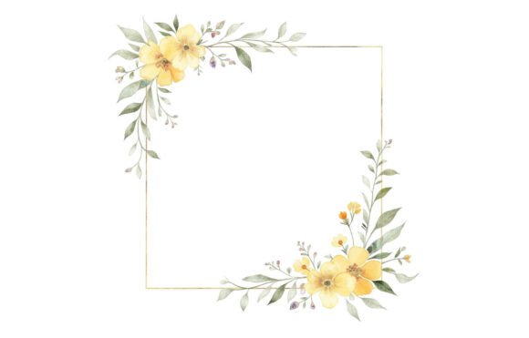 Watercolor Yellow Floral Square Frame