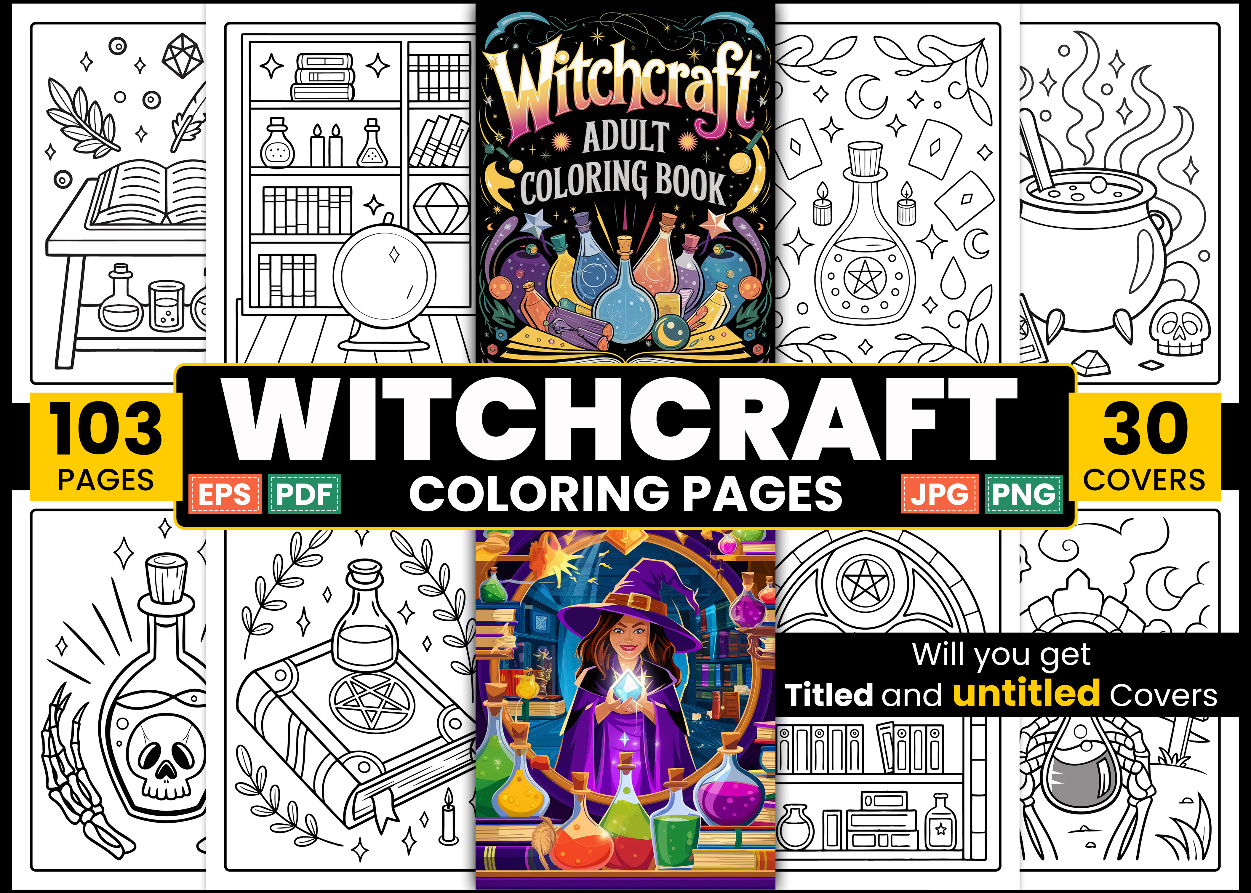 Witchcraft Magical Potions Coloring Page